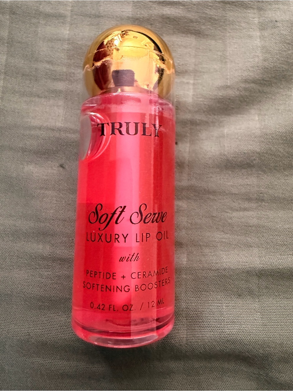 TRULY Soft Serve Luxury Lip Oil — Hot Pink with Gold Cap